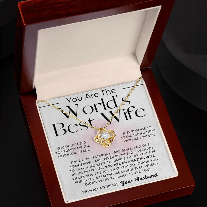 ShineOn Fulfillment Worlds Best Wife To My Wife Necklace From Husband Christmas Gifts Birthday Present Wedding Anniversary Gift Valentines Day Necklaces