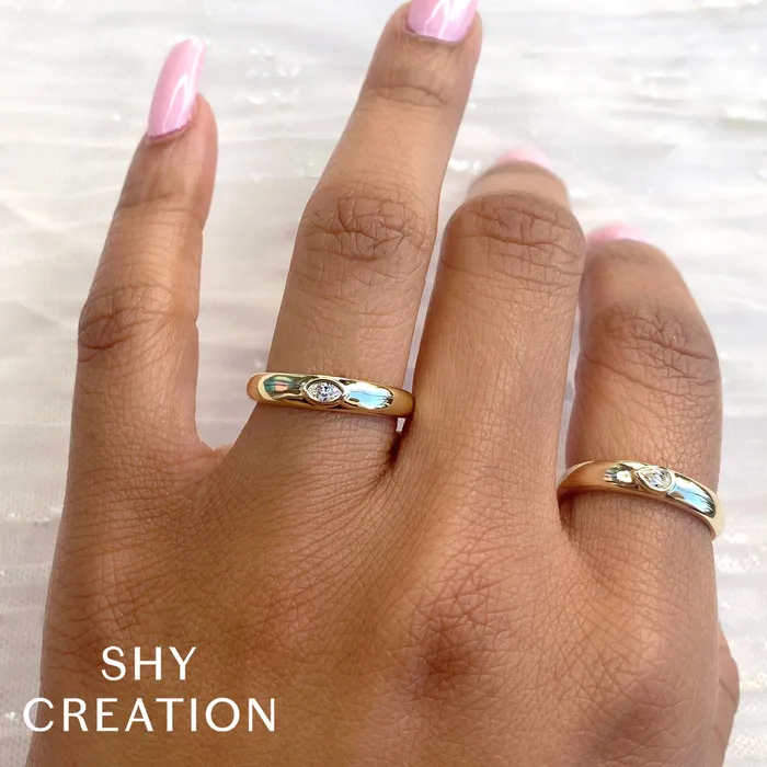 SHY CREATION Rings Shy Creation 14K Yellow Gold 008ctw Stackable Diamond Band SHY CREATION Rings Shy Creation 14K Yellow Gold 008ctw Stackable Diamond Band