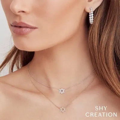 SHY CREATION Shy Creation 14K White Gold 011ctw Star of David Pendant Necklaces SHY CREATION Shy Creation 14K White Gold 011ctw Star of David Pendant Necklaces