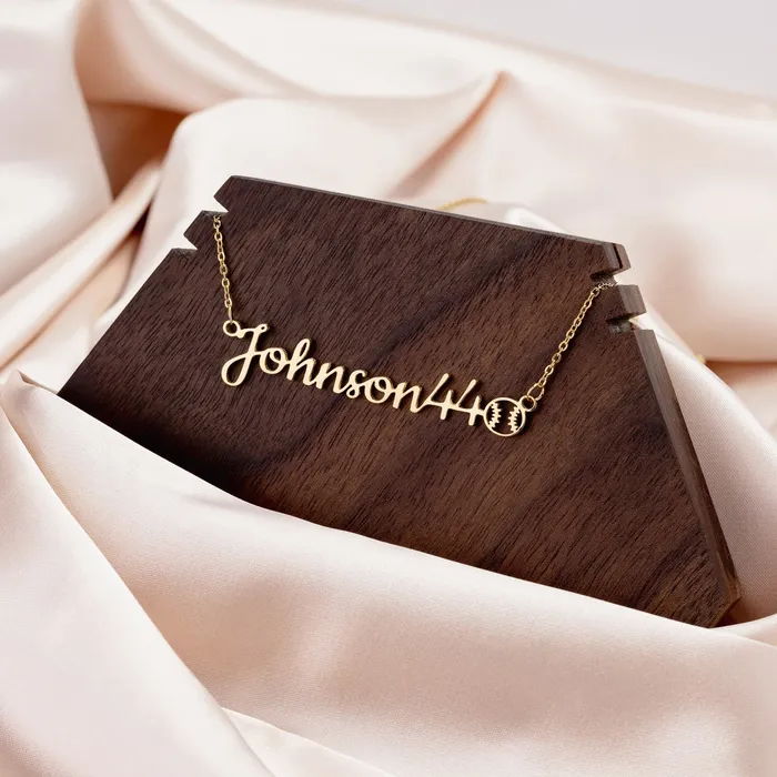 Sports Necklace Baseball Custom Name Necklace teelaunch Necklaces