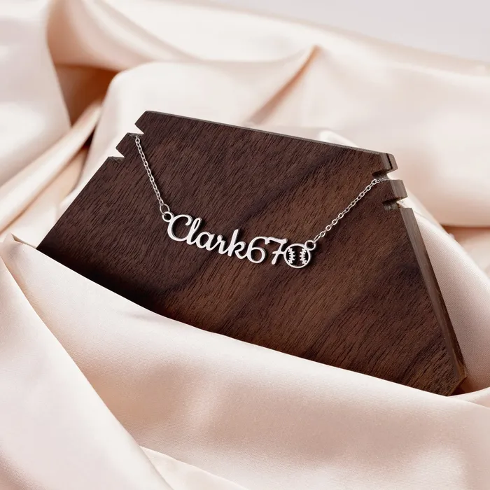 Sports Necklace Baseball Custom Name Necklace teelaunch Necklaces