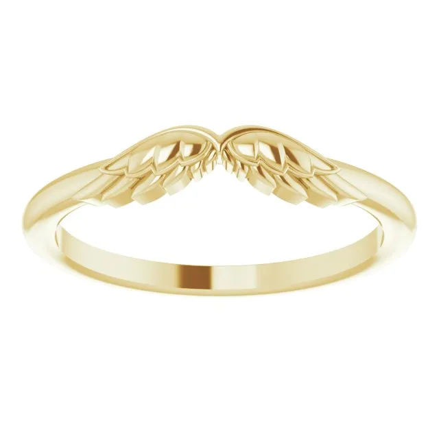 Stackable Wear Everyday Angel Wings Ring Solid 14K Yellow White Rose Gold or Sterling 302 Fine Jewelry Rings