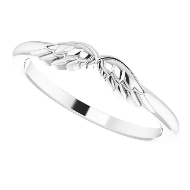 Stackable Wear Everyday Angel Wings Ring Solid 14K Yellow White Rose Gold or Sterling 302 Fine Jewelry Rings