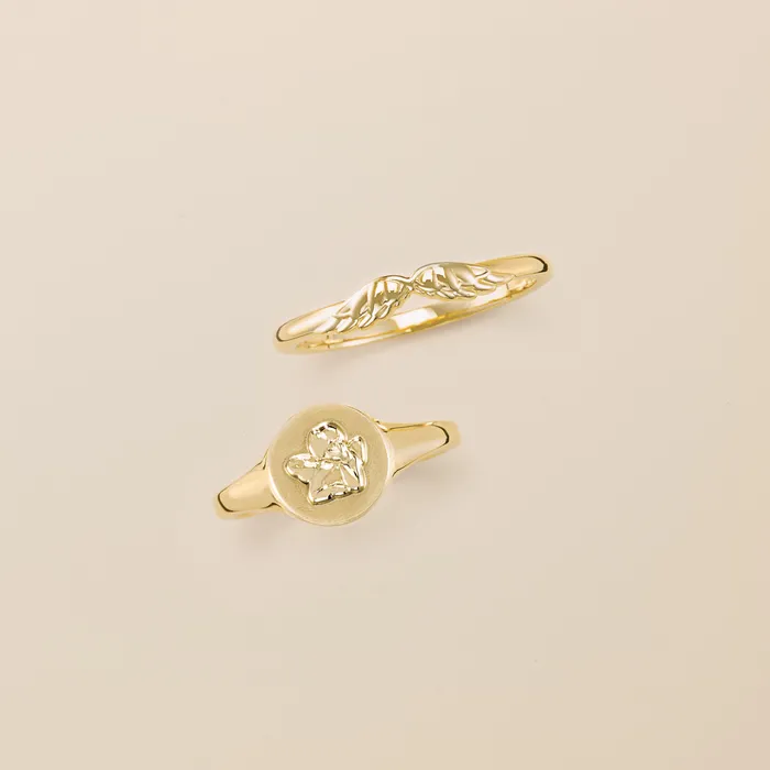 Stackable Wear Everyday Angel Wings Ring Solid 14K Yellow White Rose Gold or Sterling 302 Fine Jewelry Rings