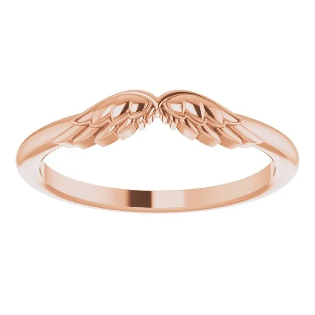 Stackable Wear Everyday Angel Wings Ring Solid 14K Yellow White Rose Gold or Sterling 302 Fine Jewelry Rings
