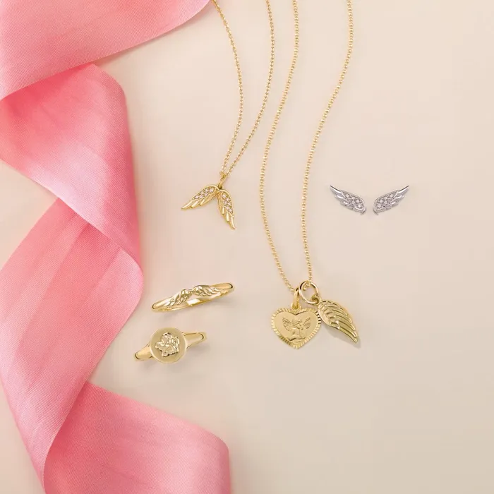 Stackable Wear Everyday Angel Wings Ring Solid 14K Yellow White Rose Gold or Sterling 302 Fine Jewelry Rings