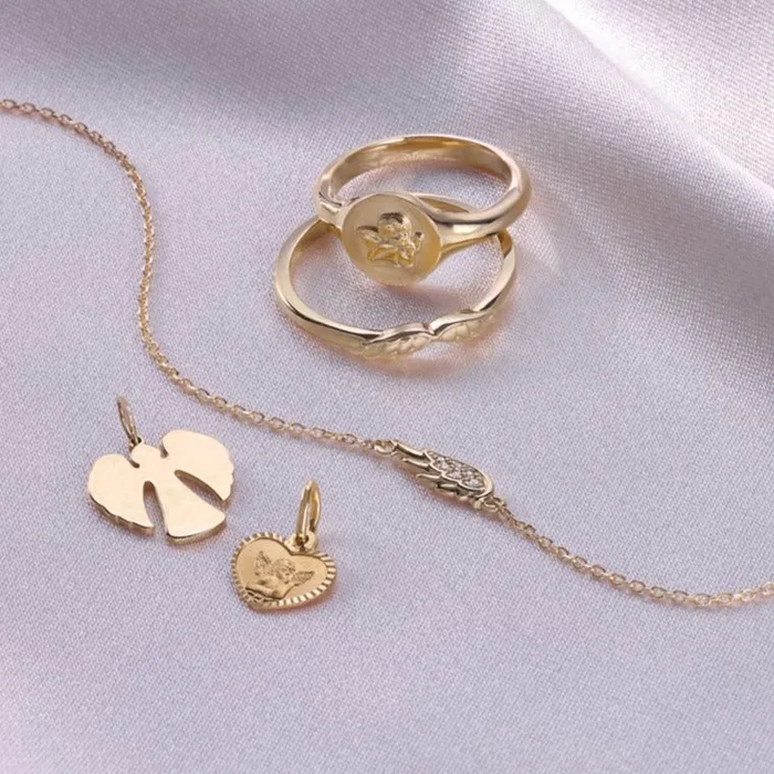 Stackable Wear Everyday Angel Wings Ring Solid 14K Yellow White Rose Gold or Sterling 302 Fine Jewelry Rings