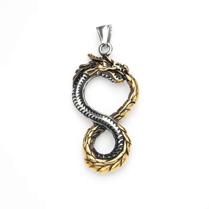 Stainless Steel Dragon Pendant Glitters Necklaces