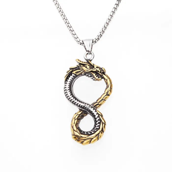 Stainless Steel Dragon Pendant Glitters Necklaces