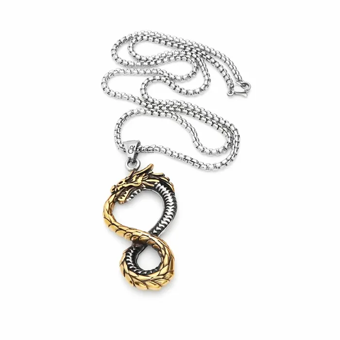 Stainless Steel Dragon Pendant Glitters Necklaces