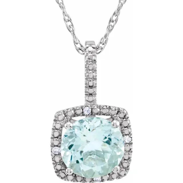 Statement Birthstone Natural Diamond Halo Style 18 Sterling Silver Necklace Storyteller by Vintage Magnality Necklaces