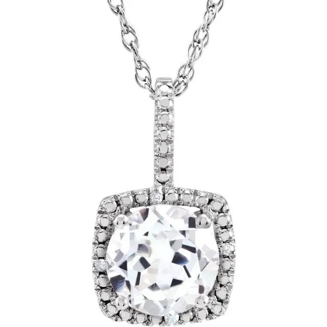 Statement Birthstone Natural Diamond Halo Style 18 Sterling Silver Necklace Storyteller by Vintage Magnality Necklaces