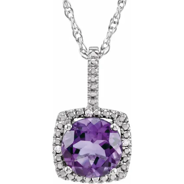 Statement Birthstone Natural Diamond Halo Style 18 Sterling Silver Necklace Storyteller by Vintage Magnality Necklaces