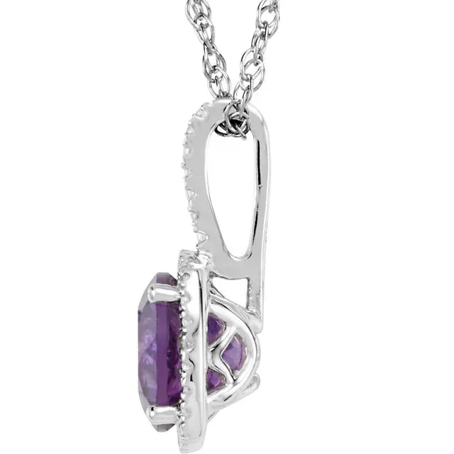Statement Birthstone Natural Diamond Halo Style 18 Sterling Silver Necklace Storyteller by Vintage Magnality Necklaces