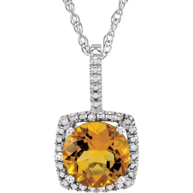 Statement Birthstone Natural Diamond Halo Style 18 Sterling Silver Necklace Storyteller by Vintage Magnality Necklaces