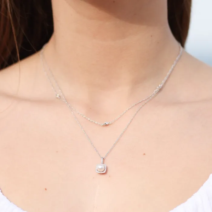 Statement Birthstone Natural Diamond Halo Style 18 Sterling Silver Necklace Storyteller by Vintage Magnality Necklaces