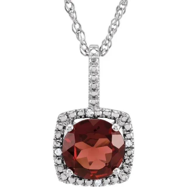 Statement Birthstone Natural Diamond Halo Style 18 Sterling Silver Necklace Storyteller by Vintage Magnality Necklaces