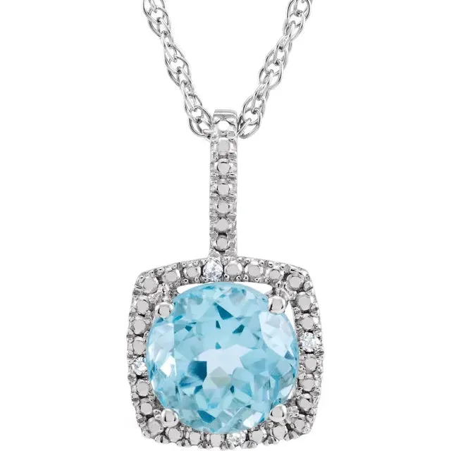 Statement Birthstone Natural Diamond Halo Style 18 Sterling Silver Necklace Storyteller by Vintage Magnality Necklaces