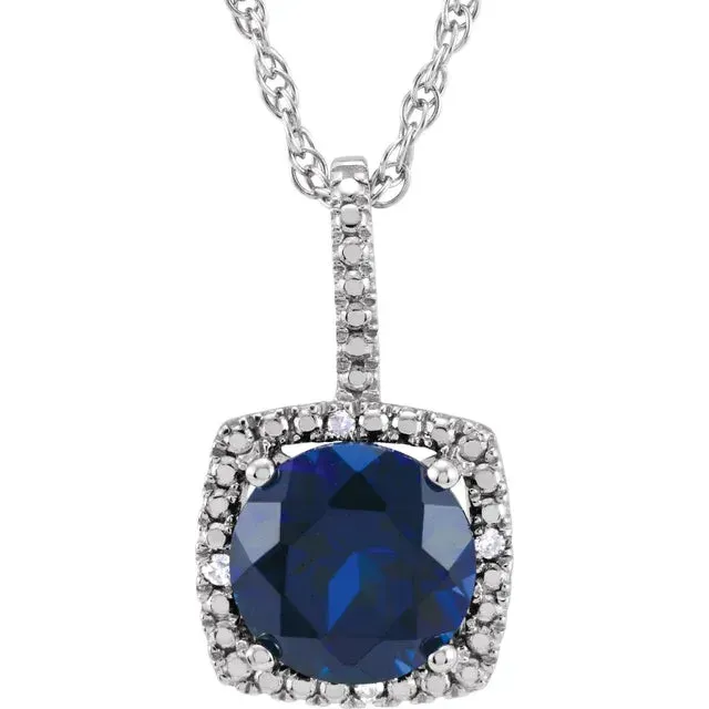 Statement Birthstone Natural Diamond Halo Style 18 Sterling Silver Necklace Storyteller by Vintage Magnality Necklaces