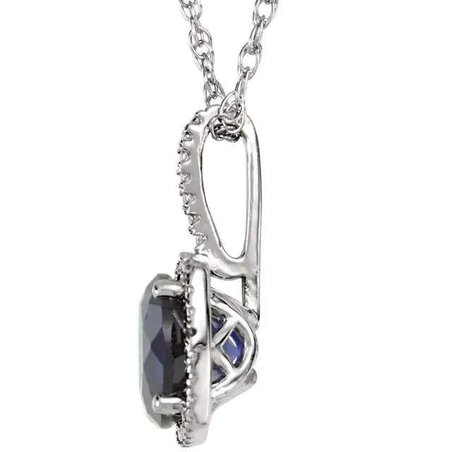 Statement Birthstone Natural Diamond Halo Style 18 Sterling Silver Necklace Storyteller by Vintage Magnality Necklaces