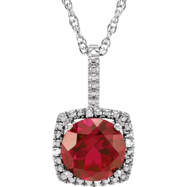 Statement Birthstone Natural Diamond Halo Style 18 Sterling Silver Necklace Storyteller by Vintage Magnality Necklaces