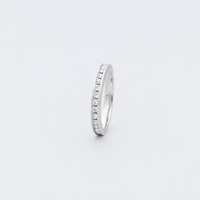 Sterling Silver CZ Paved Eternity Ring Glitters Rings