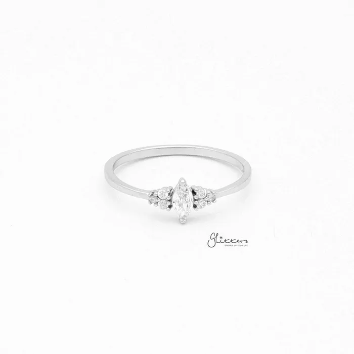 Sterling Silver Rhombus Cut CZ Ring Glitters Rings