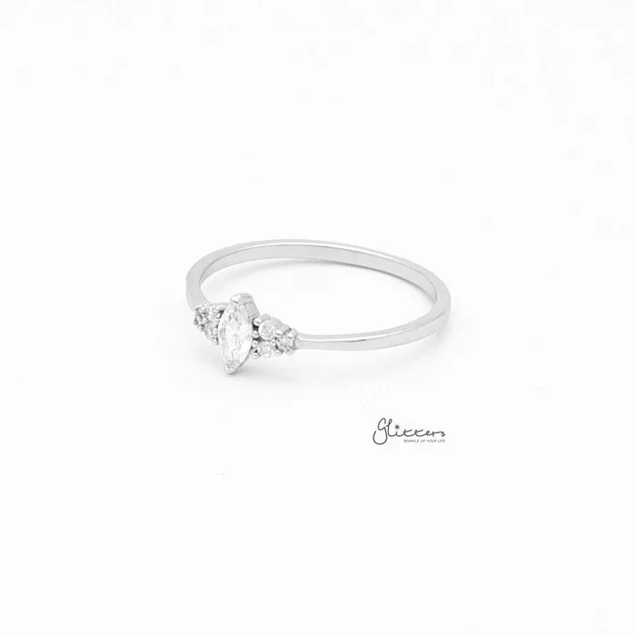 Sterling Silver Rhombus Cut CZ Ring Glitters Rings