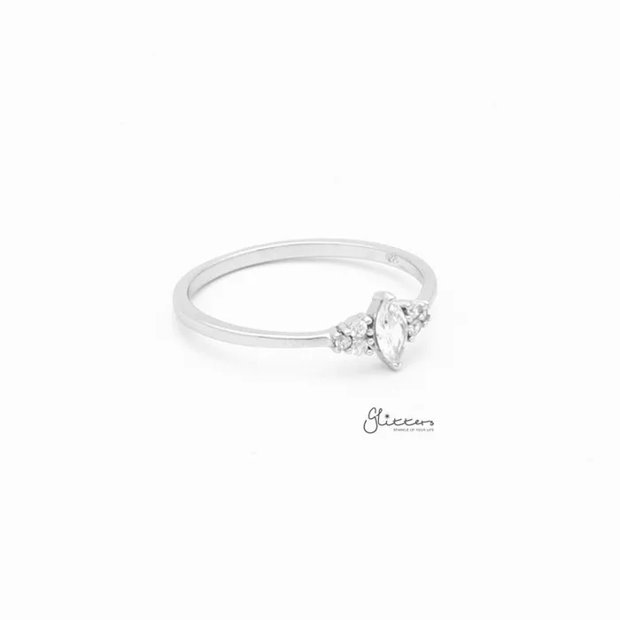 Sterling Silver Rhombus Cut CZ Ring Glitters Rings