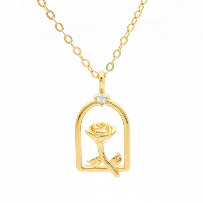 Sterling Silver Rose Necklace Glitters Necklaces