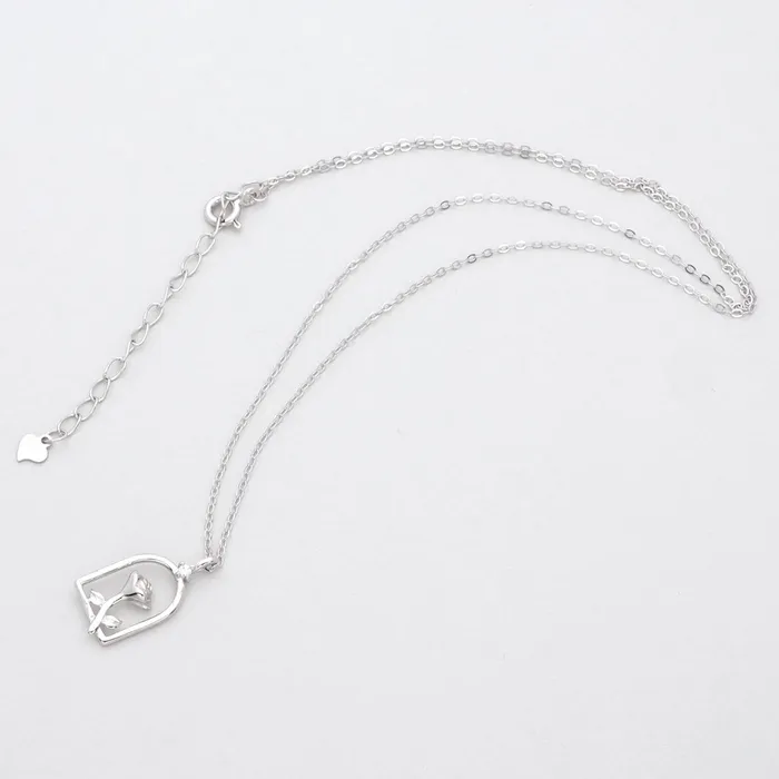 Sterling Silver Rose Necklace Glitters Necklaces
