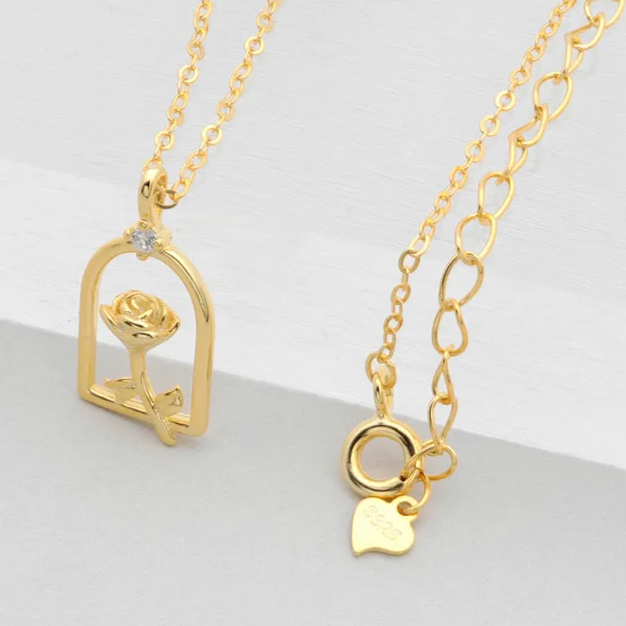 Sterling Silver Rose Necklace Glitters Necklaces