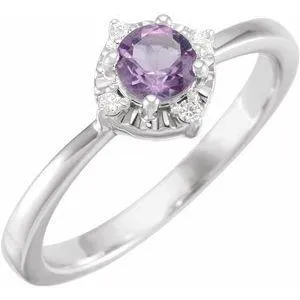 Storyteller by Vintage Magnality Rings Luxe Wear EverydayHalo Style Birthstone Natural Diamond Ring Silver 14K White Yellow Rose Gold
