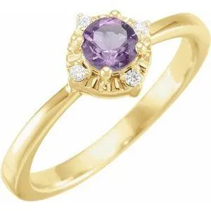Storyteller by Vintage Magnality Rings Luxe Wear EverydayHalo Style Birthstone Natural Diamond Ring Silver 14K White Yellow Rose Gold