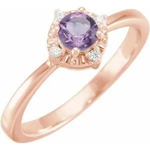 Storyteller by Vintage Magnality Rings Luxe Wear EverydayHalo Style Birthstone Natural Diamond Ring Silver 14K White Yellow Rose Gold