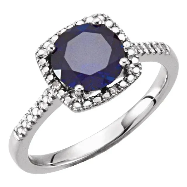 Storyteller by Vintage Magnality Statement Birthstone Natural Diamond Halo Style Ring Sterling Silver Rings