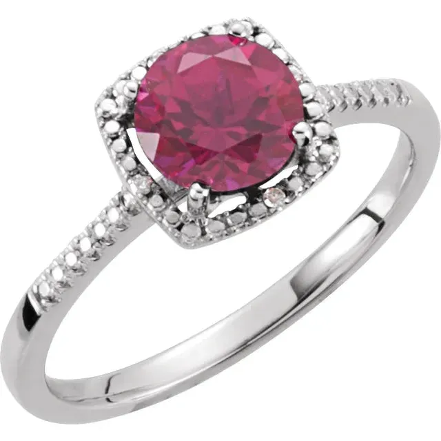 Storyteller by Vintage Magnality Statement Birthstone Natural Diamond Halo Style Ring Sterling Silver Rings