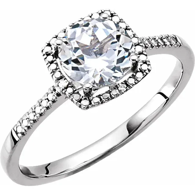 Storyteller by Vintage Magnality Statement Birthstone Natural Diamond Halo Style Ring Sterling Silver Rings