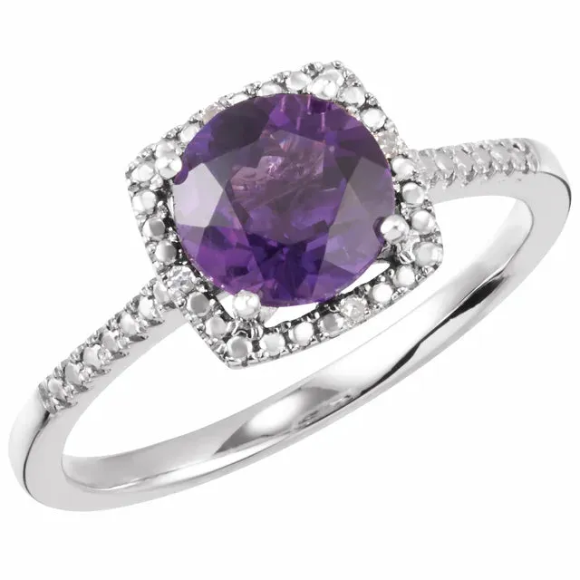 Storyteller by Vintage Magnality Statement Birthstone Natural Diamond Halo Style Ring Sterling Silver Rings
