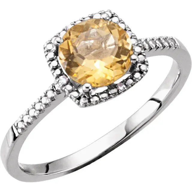 Storyteller by Vintage Magnality Statement Birthstone Natural Diamond Halo Style Ring Sterling Silver Rings