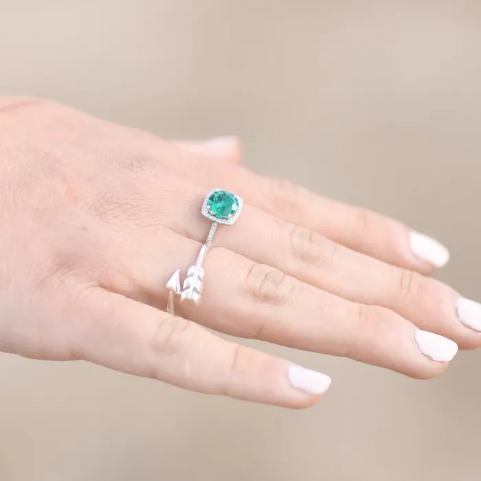 Storyteller by Vintage Magnality Statement Birthstone Natural Diamond Halo Style Ring Sterling Silver Rings