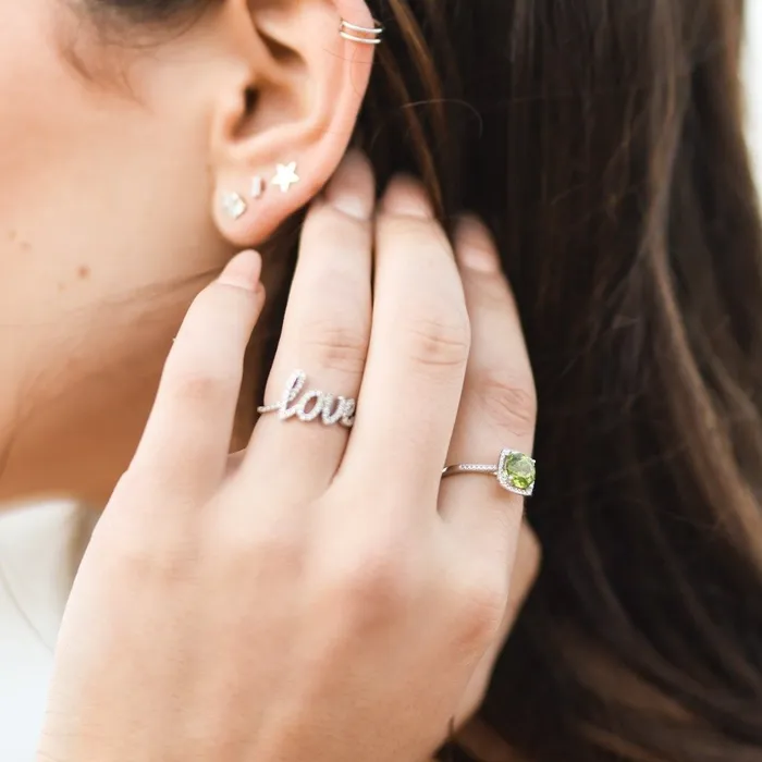 Storyteller by Vintage Magnality Statement Birthstone Natural Diamond Halo Style Ring Sterling Silver Rings