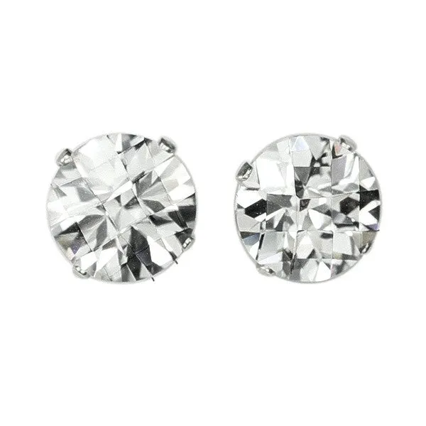 Teeda EZ2540 Round Briolette Cut CZ Stud Earrings 7mm Earrings