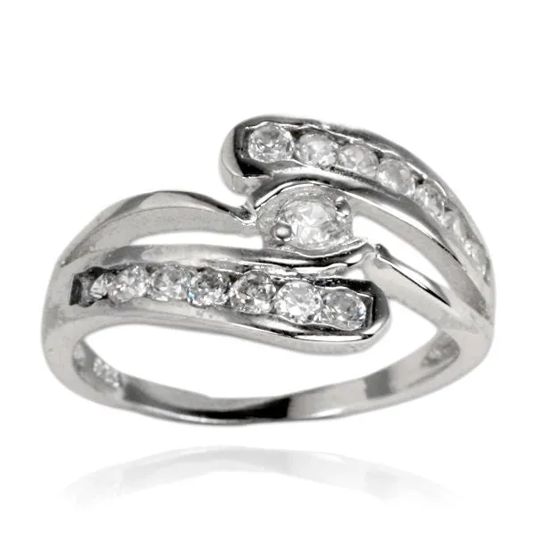 Teeda Rings RZ7078 Wave Channel Set CZ Ring