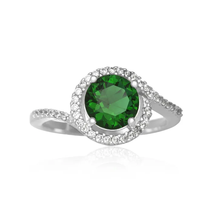 Teeda Rings RZ7163 Twisting Halo Cubic Zirconia Ring