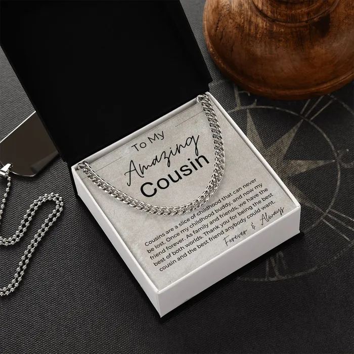 Thank You For Being The Best Cousin Gift For Guy Cousin Cuban Linked Chain Necklace ShineOn Fulfillment Necklaces