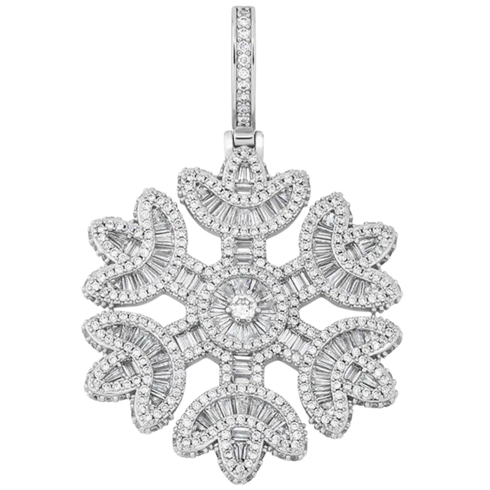 The Icetruck Necklaces Baguette Diamond Snowflake Pendant 925 Silver