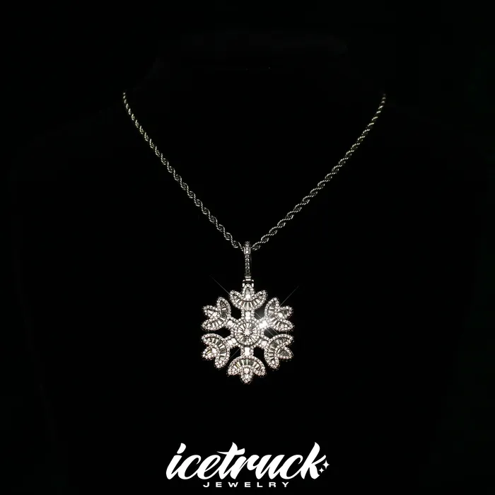 The Icetruck Necklaces Baguette Diamond Snowflake Pendant 925 Silver The Icetruck Necklaces Baguette Diamond Snowflake Pendant 925 Silver