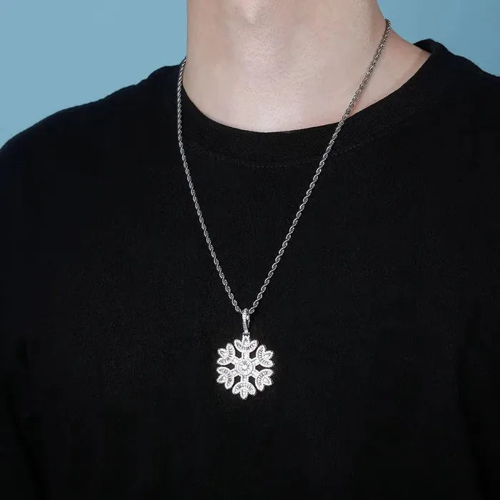 The Icetruck Necklaces Baguette Diamond Snowflake Pendant 925 Silver The Icetruck Necklaces Baguette Diamond Snowflake Pendant 925 Silver
