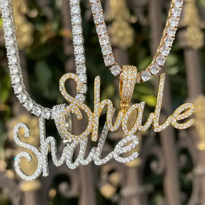 The Icetruck Necklaces Custom Diamond Cursive Font Pendant The Icetruck Necklaces Custom Diamond Cursive Font Pendant